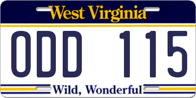 WV license plate ODD115