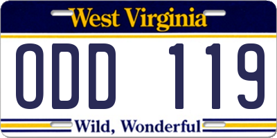 WV license plate ODD119