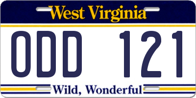 WV license plate ODD121
