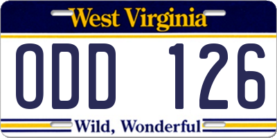 WV license plate ODD126