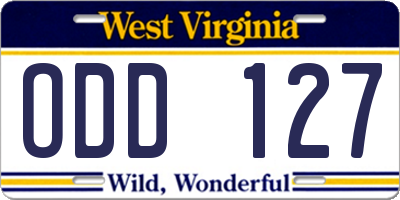 WV license plate ODD127