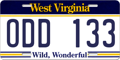 WV license plate ODD133