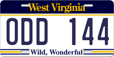 WV license plate ODD144