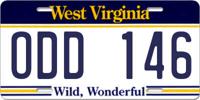 WV license plate ODD146