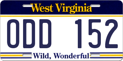WV license plate ODD152