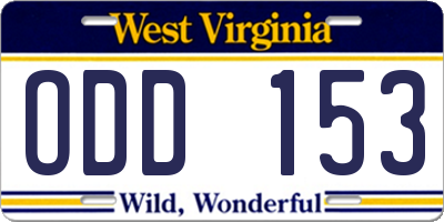 WV license plate ODD153