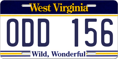 WV license plate ODD156