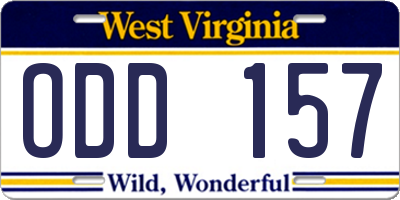 WV license plate ODD157
