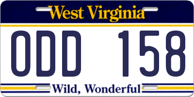 WV license plate ODD158