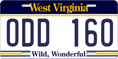 WV license plate ODD160