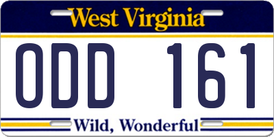 WV license plate ODD161