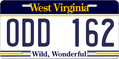 WV license plate ODD162