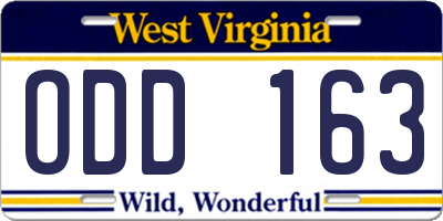 WV license plate ODD163