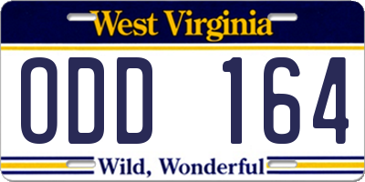 WV license plate ODD164