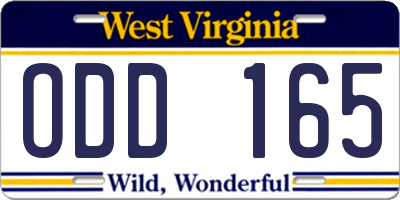 WV license plate ODD165