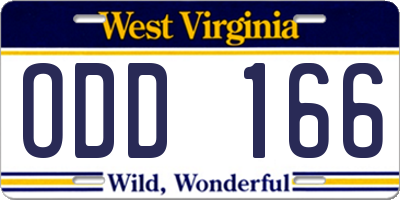 WV license plate ODD166