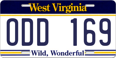 WV license plate ODD169
