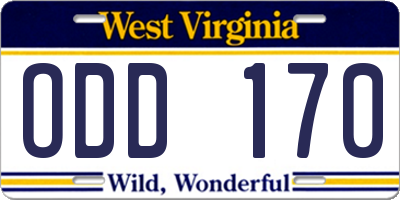 WV license plate ODD170