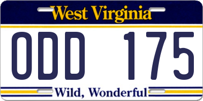 WV license plate ODD175