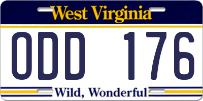 WV license plate ODD176