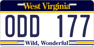WV license plate ODD177