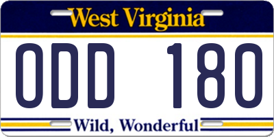 WV license plate ODD180