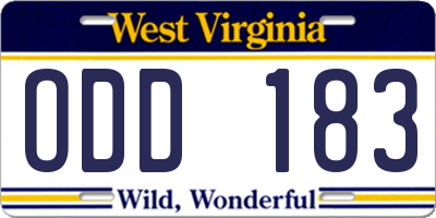 WV license plate ODD183