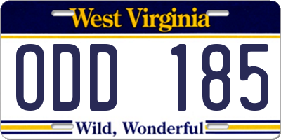 WV license plate ODD185