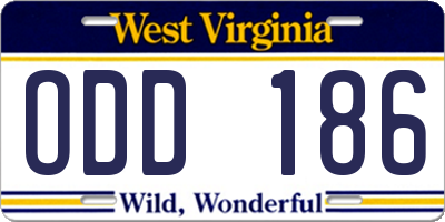 WV license plate ODD186