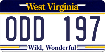 WV license plate ODD197