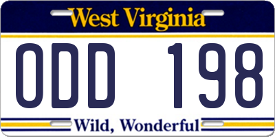 WV license plate ODD198