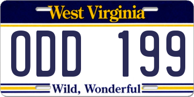 WV license plate ODD199