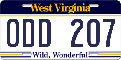 WV license plate ODD207