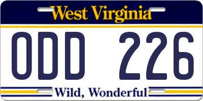 WV license plate ODD226
