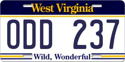 WV license plate ODD237