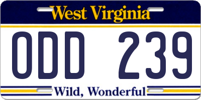 WV license plate ODD239