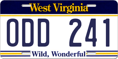 WV license plate ODD241