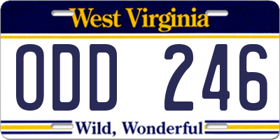 WV license plate ODD246
