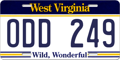 WV license plate ODD249