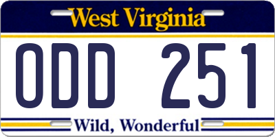 WV license plate ODD251