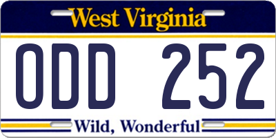 WV license plate ODD252