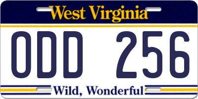 WV license plate ODD256