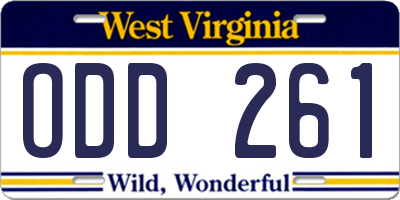 WV license plate ODD261