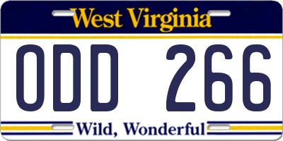 WV license plate ODD266