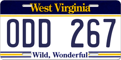 WV license plate ODD267