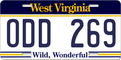 WV license plate ODD269