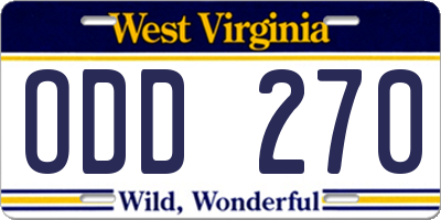 WV license plate ODD270