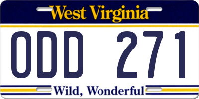 WV license plate ODD271