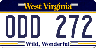 WV license plate ODD272