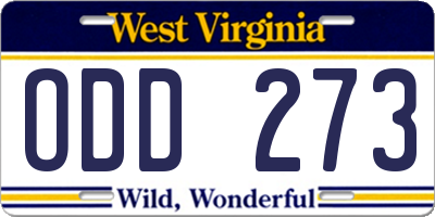 WV license plate ODD273